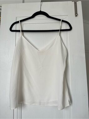 L'AGENCE White V-Neck Silk Camisole